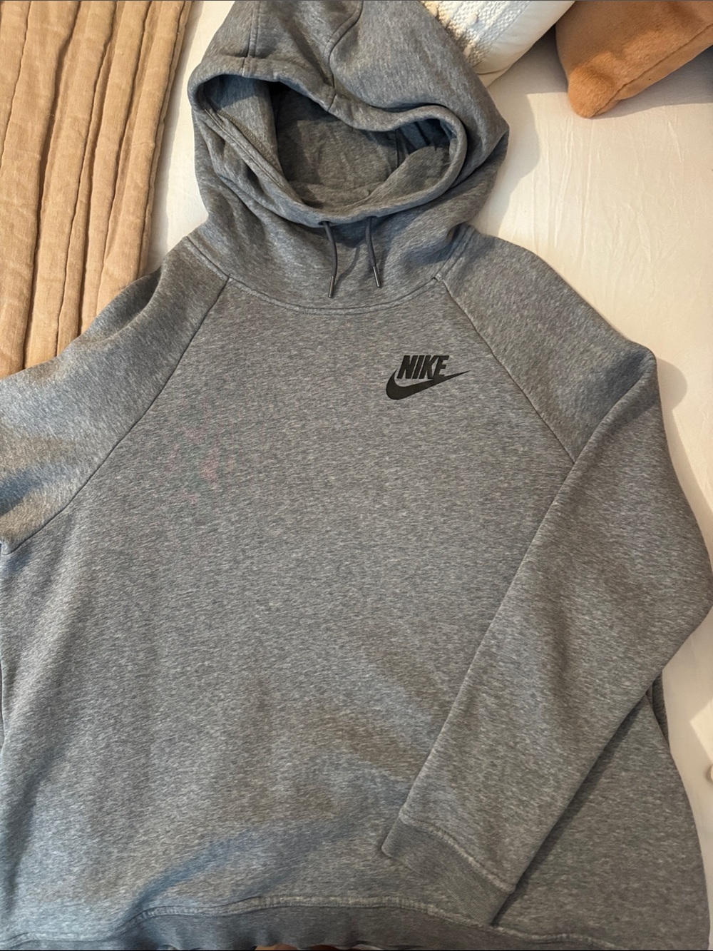 Nike Gray Funnel Neck Hoodie with Black Swoosh